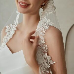 Beautiful lace beaded all around veil